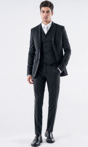 Terno Slim Preto Poliviscose Jordhan | Alfaiataria Premium