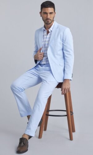 Terno Slim Masculino Gabardine Azul Bebê Jordhan