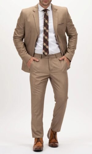Terno Slim Masculino Gabardine Marrom Jordhan