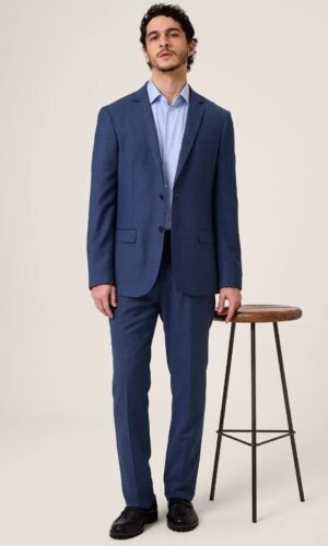 Terno Slim Masculino Micro Mescla Melange Marinho Jordhan