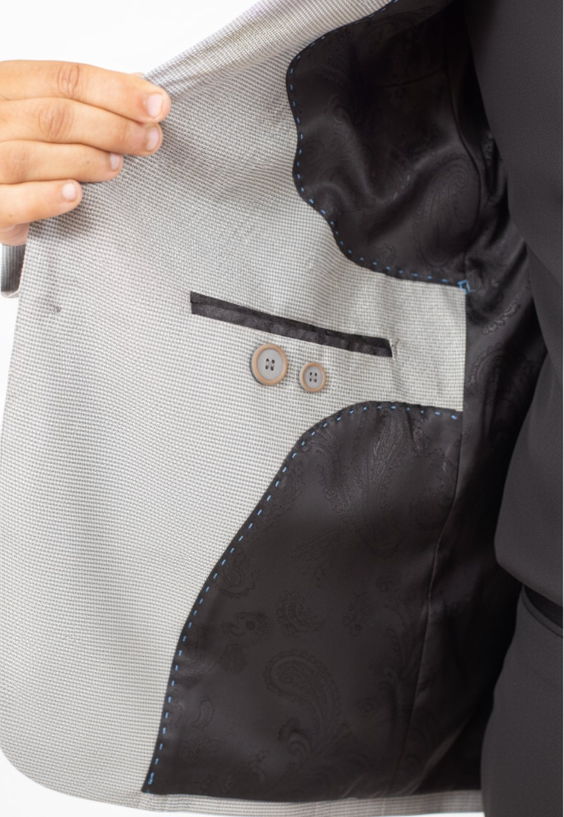 Jordhan Alta Costura Poliviscose Cinza Metálico | Terno Masculino Alfaiataria Premium - Imagem 5